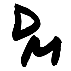 Black 'DM' initials  for Démodé Jewelry on a white background