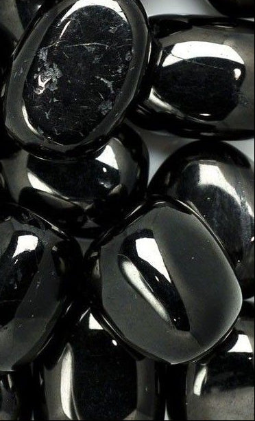 Close-up of glossy black spinel stones